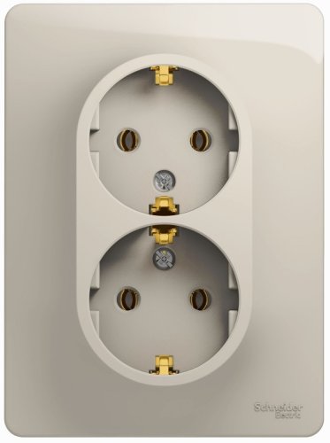 Розетка с заземлением Systeme Electric Glossa 1-м. 2 мод. молочный картинка